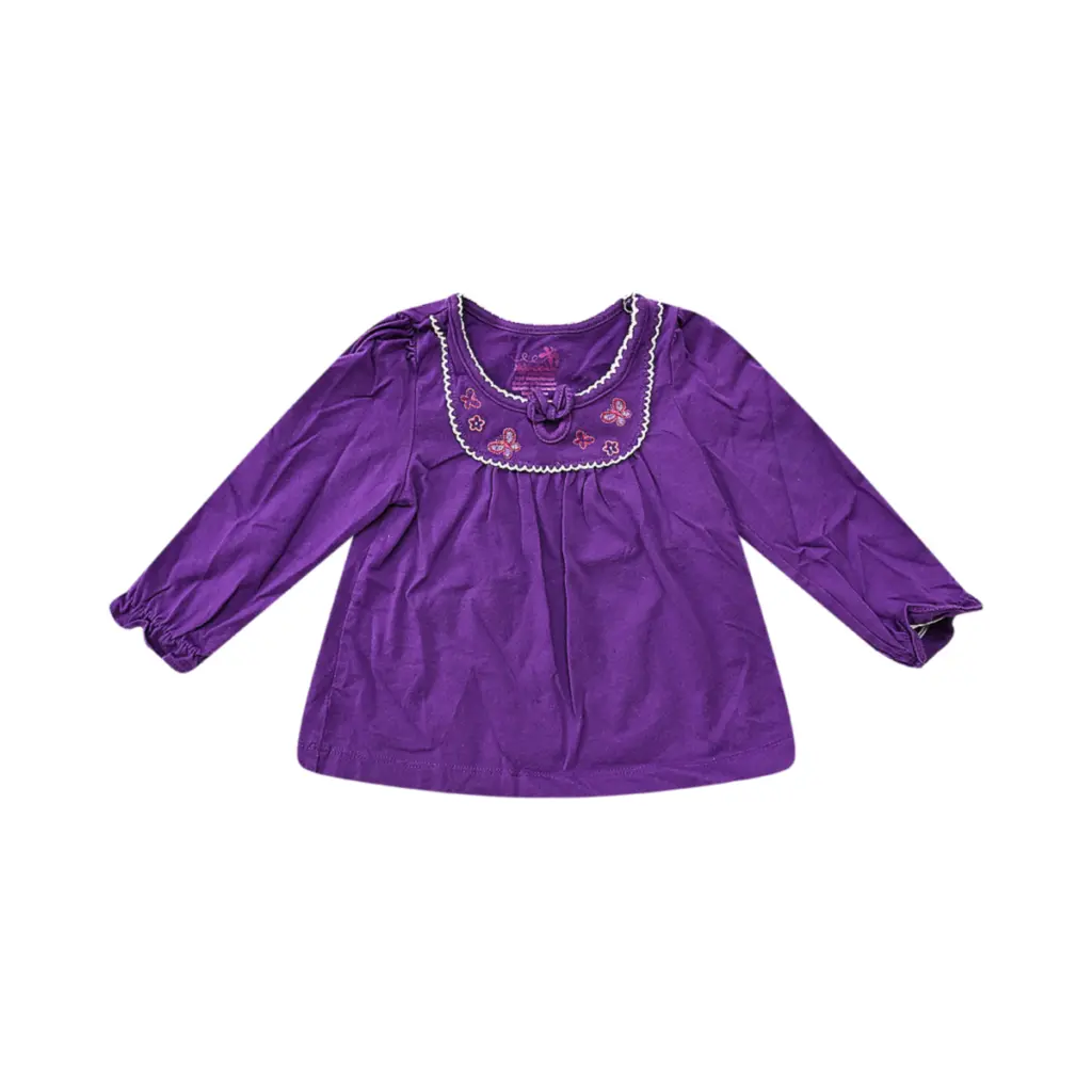 Embroidered Long Sleeve Top | Purple  18m - Designed by OKIE- DOKIE