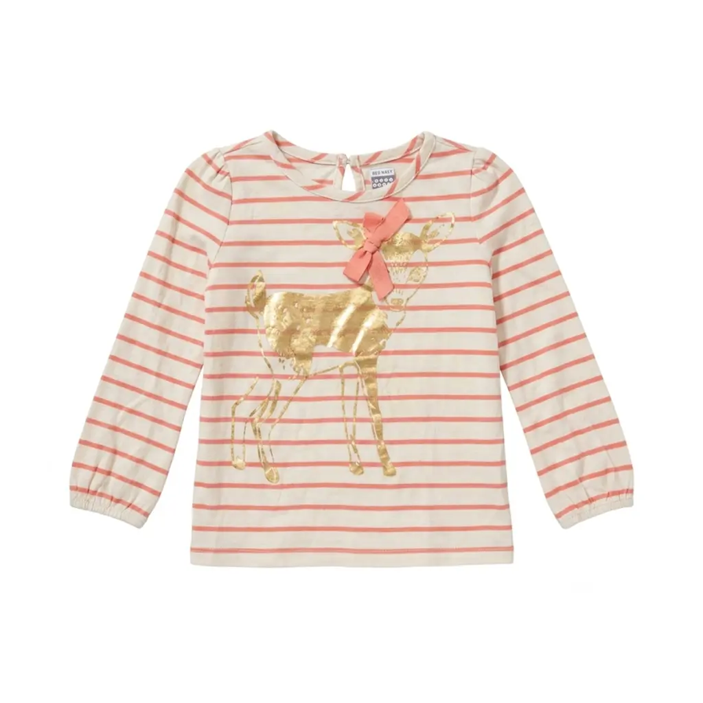 Fawn Striped Long Sleeve Top | Peach Pink and Cream Striped  3y - Designed by Old Navy