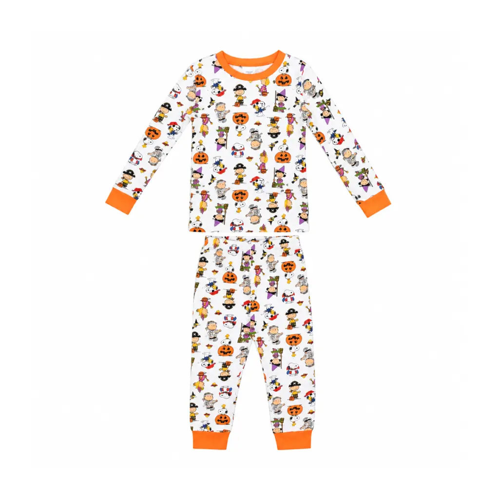 Halloween Pajama Set | White Multi with Orange Trim  8y - Designed by PEANUTS