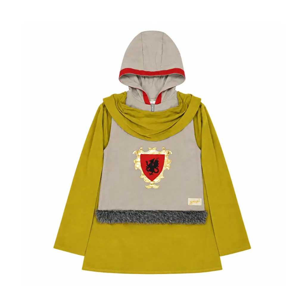 Knight Hooded Costume Tunic | Mustard & Grey 
 3/4y - Designed by Souza! happy fantasy