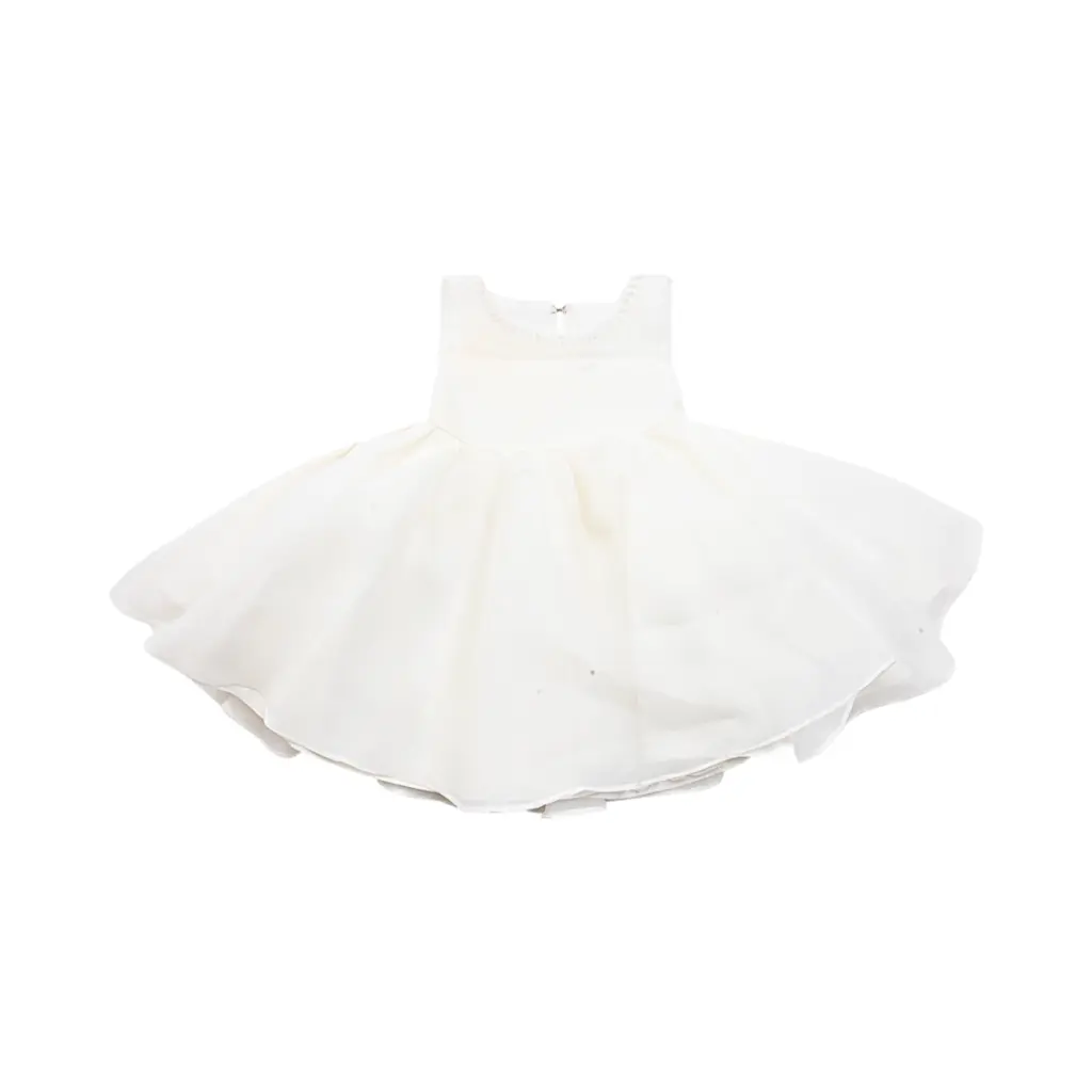 Pearl Embellished Occasion Tulle Dress | Ivory  12m - Designed by Tip Top