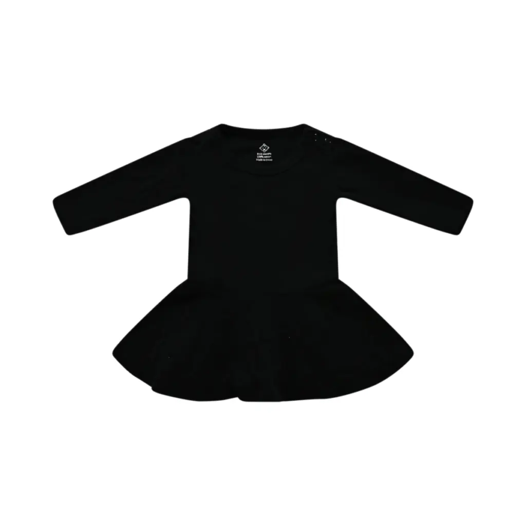 Long Sleeve Dress | Black  9/12m - Designed by KOALABABY ESSENTIALS
