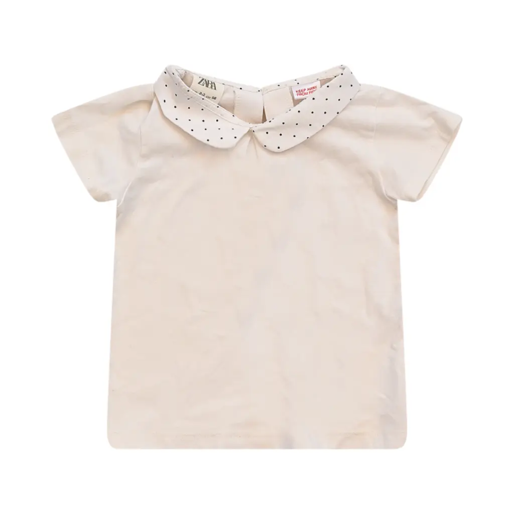 Polka Dot Collar Top | Cream  2/3y - Designed by Zara