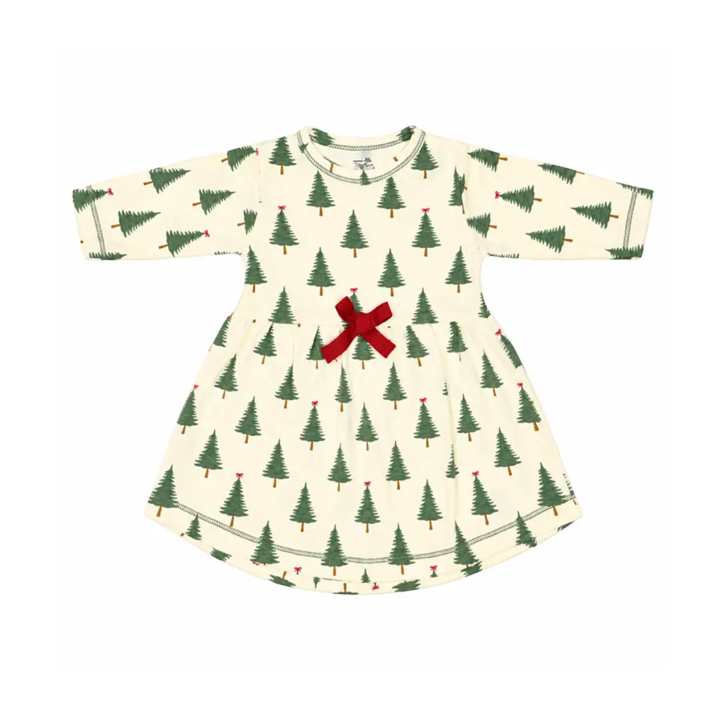 Christmas Tree Organic Cotton Dress | Cream - Designed by Touched by Nature