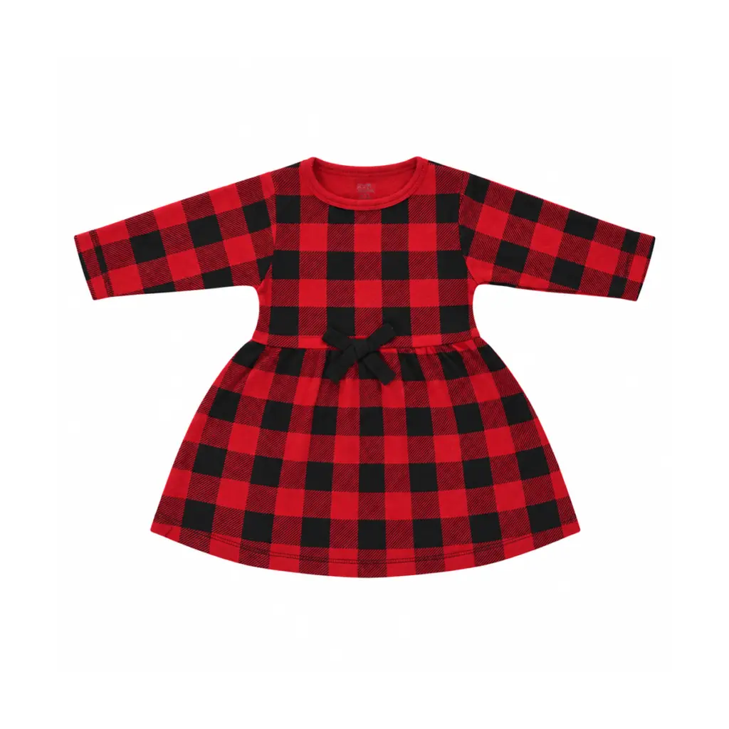 Buffalo Plaid Long Sleeve Dress | Red & Black Plaid - Designed by Touched by Nature