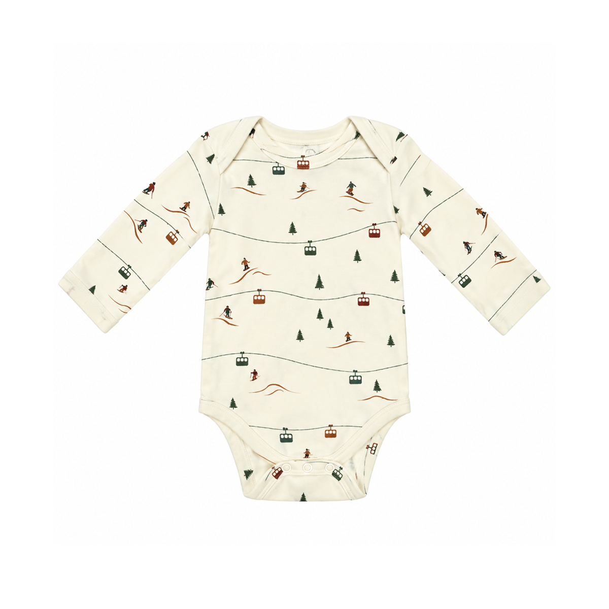 Ski Print Long Sleeve Onesie | Cream - Designed by Colored Organics