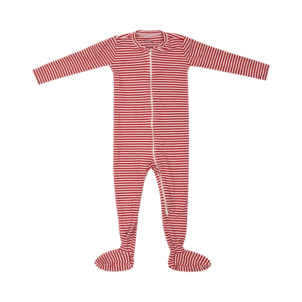 Striped Footed Pajamas | Red and White - Designed by PRIMARY