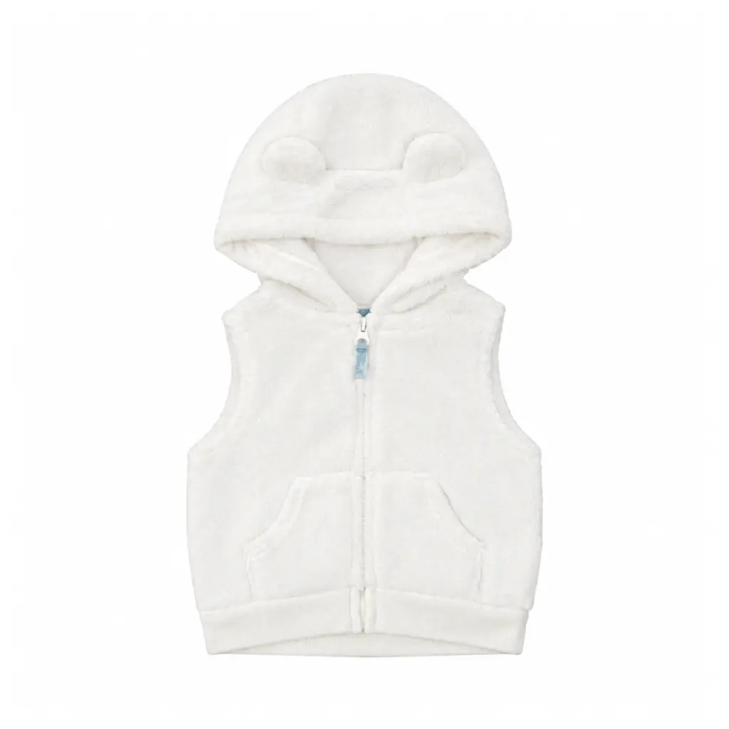 Fleece Hooded Bear Vest | White - Designed by Carter's