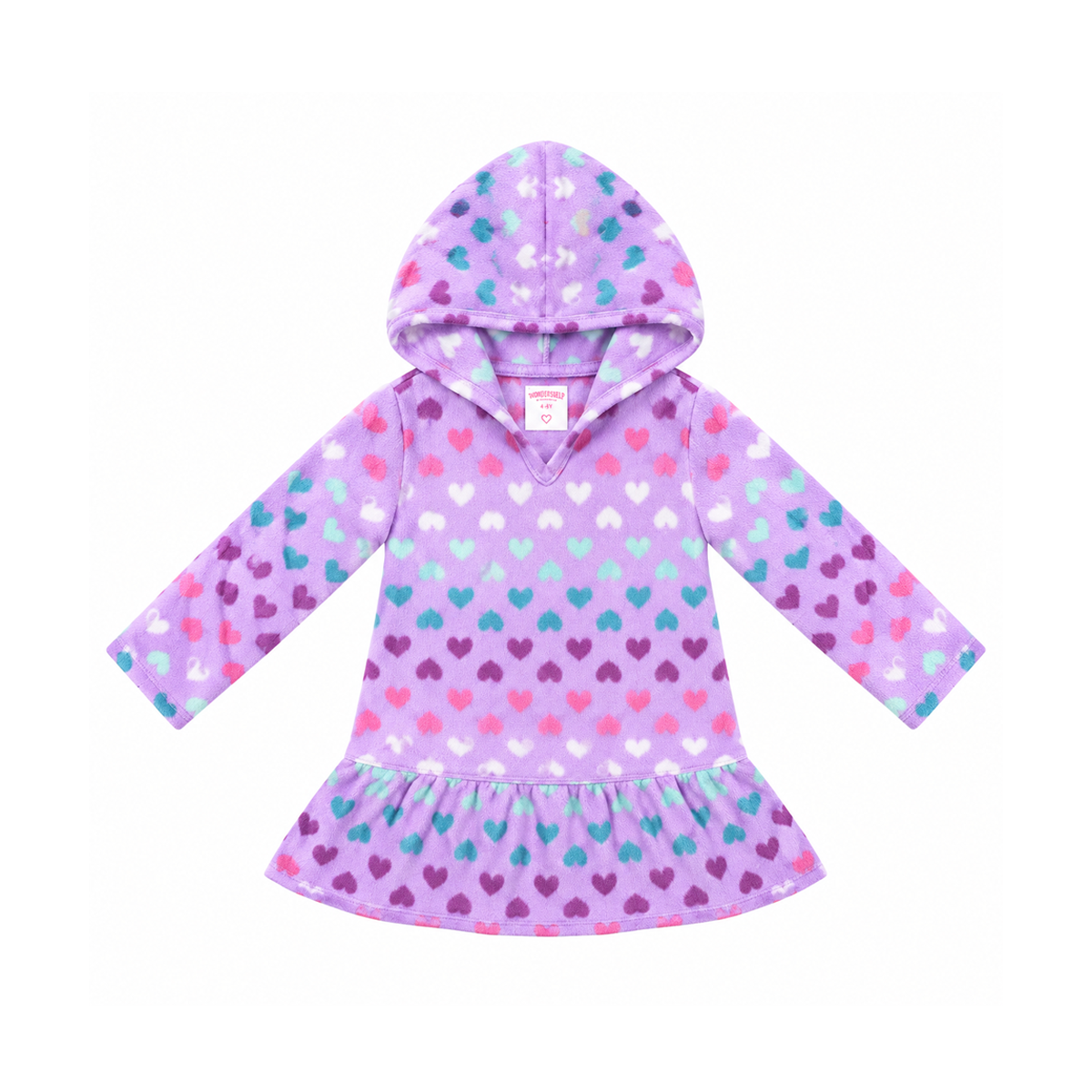 Fleece Heart Print Hooded Sweatshirt | Purple Multi - Designed by TOUGHSKINS