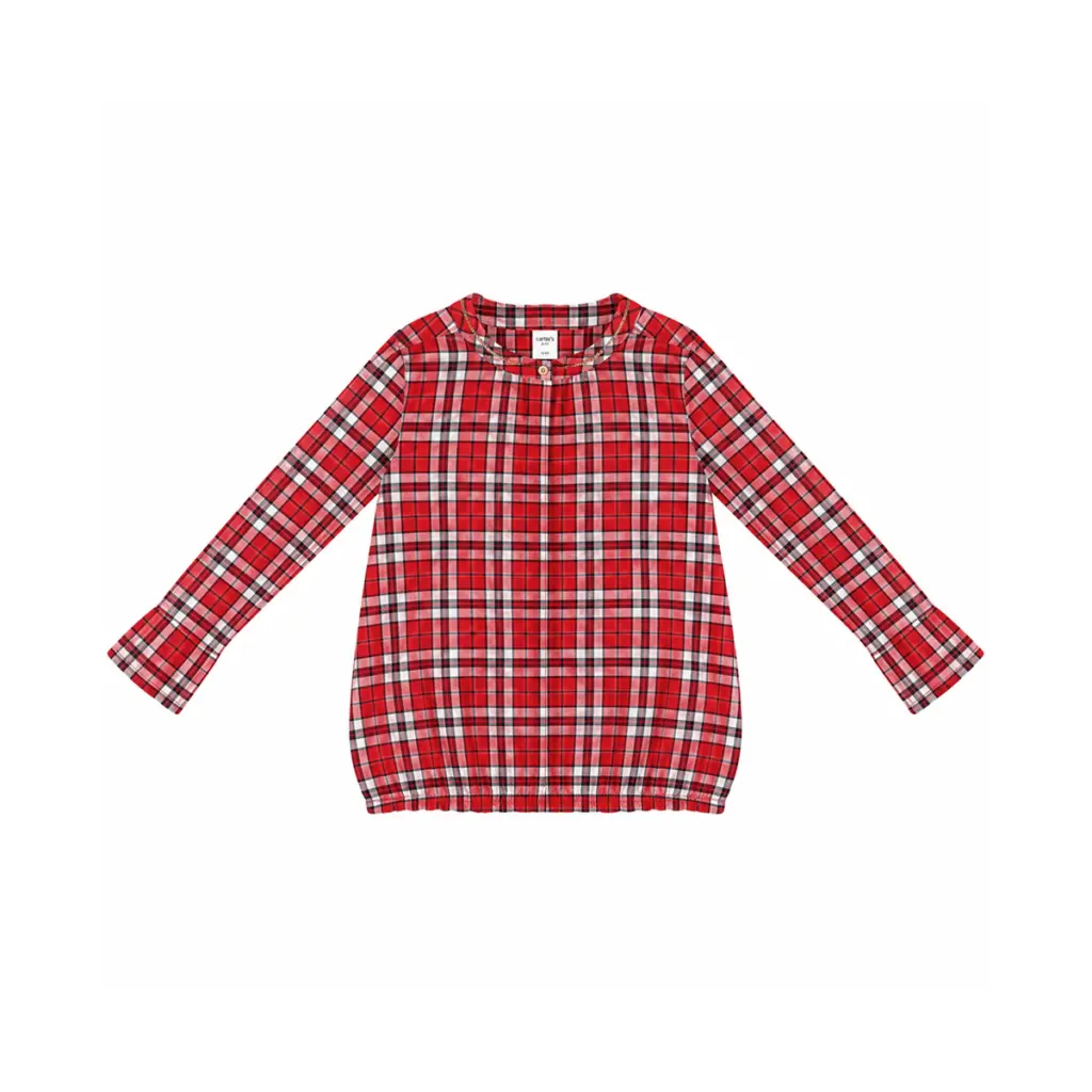 Plaid Long Sleeve Blouse | Red Plaid - Designed by OSH KOSH B'GOSH