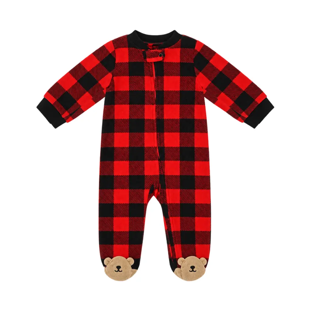 Buffalo Plaid Bear Footed Pajamas | Red & Black - Designed by Carter's
