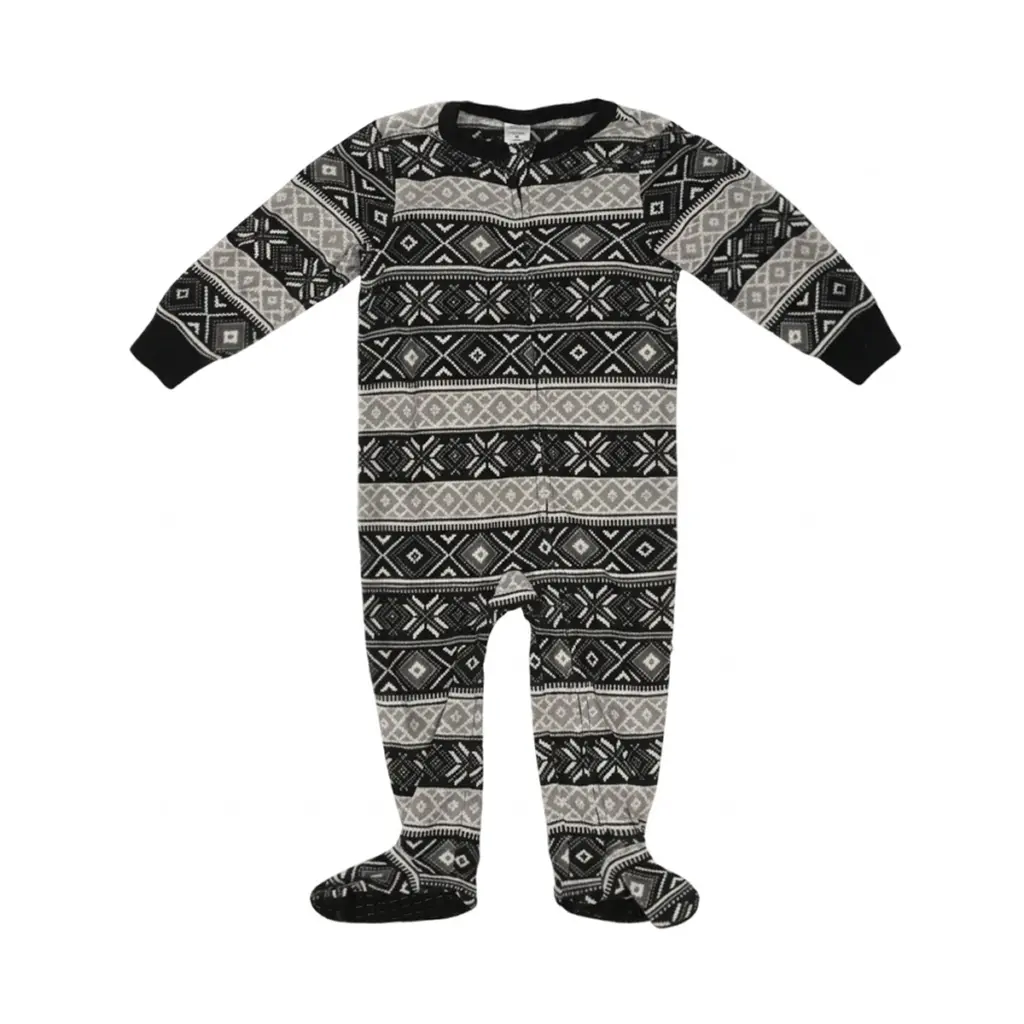 Fair Isle Fleece Footed Pajamas | Black and Grey - Designed by Old Navy