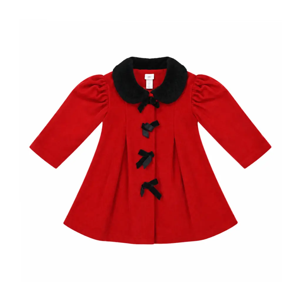 Fleece Dress Coat | Red - Designed by Butterflies