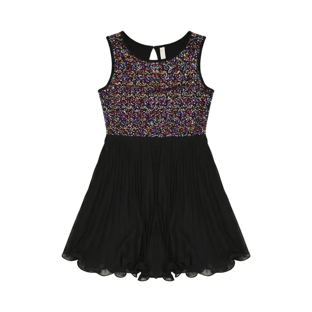 Sequin Pleated Dress | Black Multi - Designed by XHILARATION