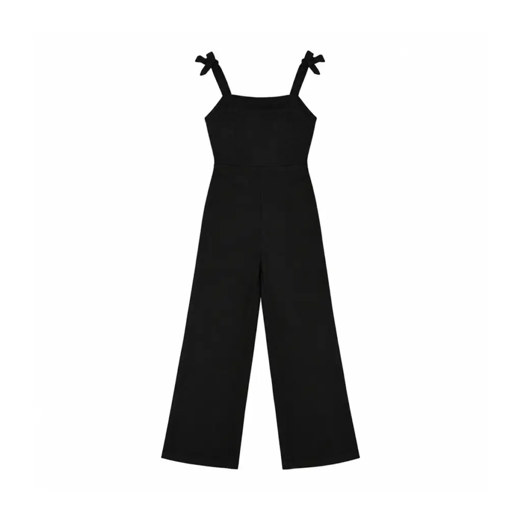 Tie-Strap Jumpsuit | Black - Designed by SHEIN
