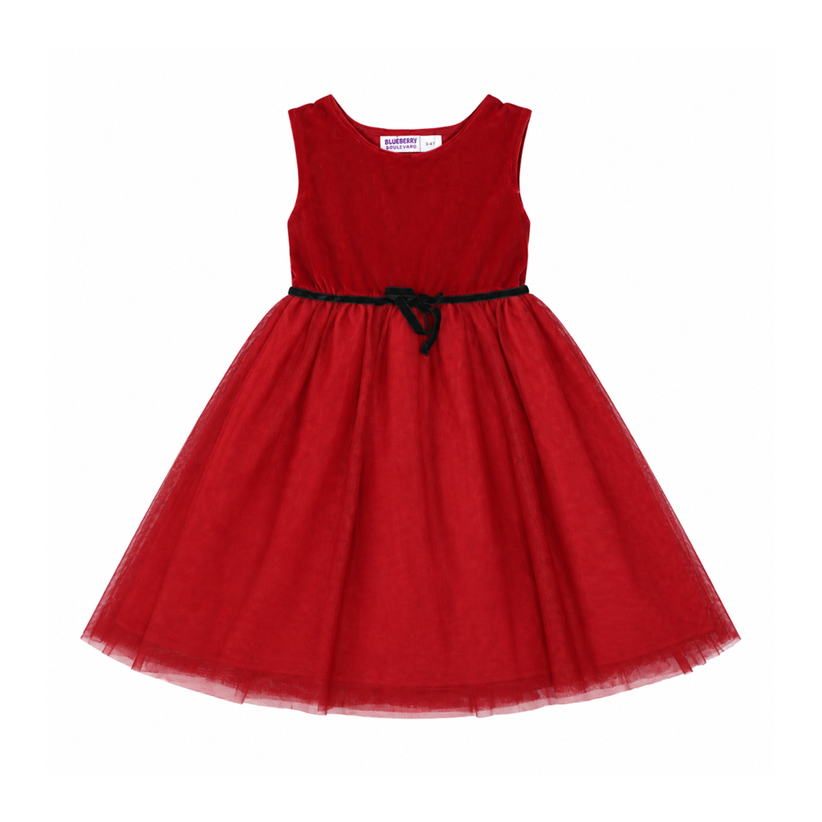 Velvet Tulle Party Dress | Red - Designed by BLUEBERI BOULEVARD
