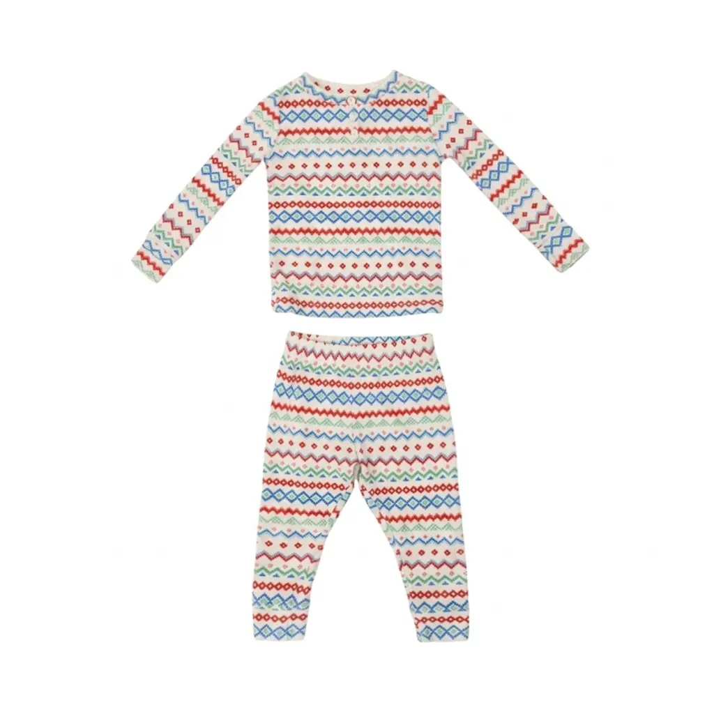 Fair Isle Fleece Pajama Set | White Multi - Designed by WONDERSHOP