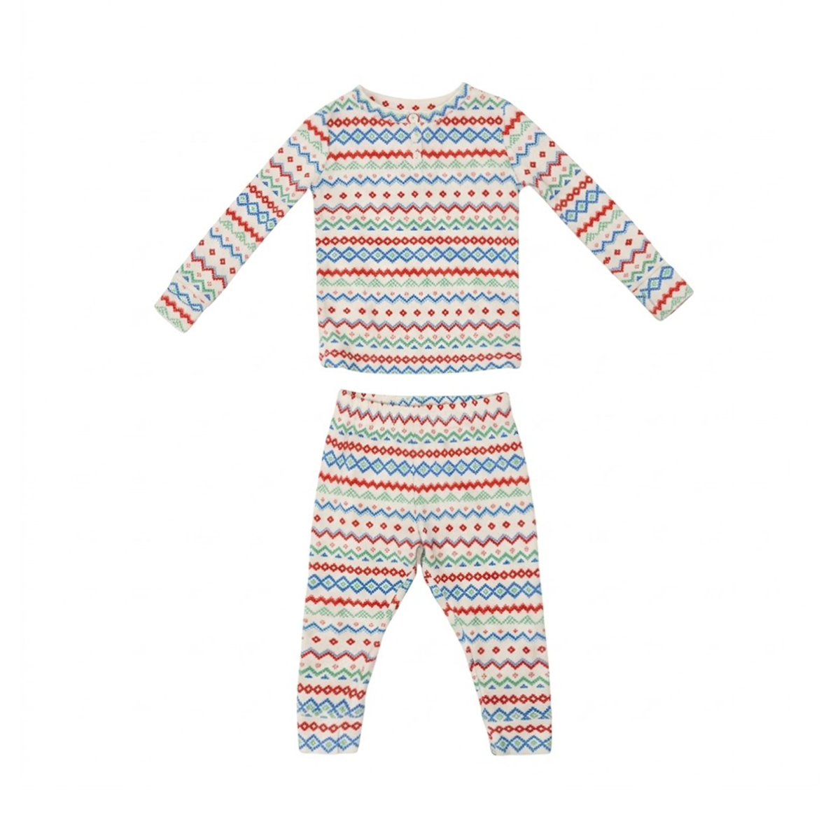 Fair Isle Fleece Pajama Set | White Multi - Designed by WONDERSHOP