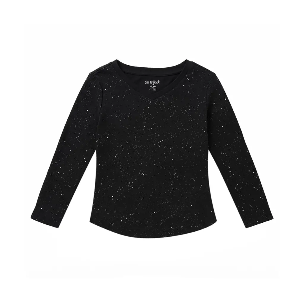 Sparkly Long Sleeve T-Shirt | Black - Designed by CAT & JACK