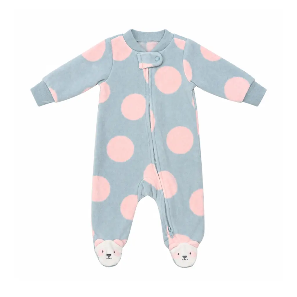 Polka Dot Fleece Footed Pajama | Light Blue & Pink - Designed by just one you. made by carter's