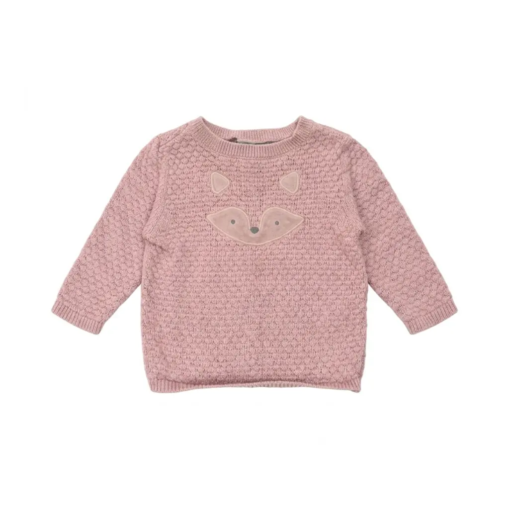 Fox Knit Sweater | Dusty Pink - Designed by Carter's