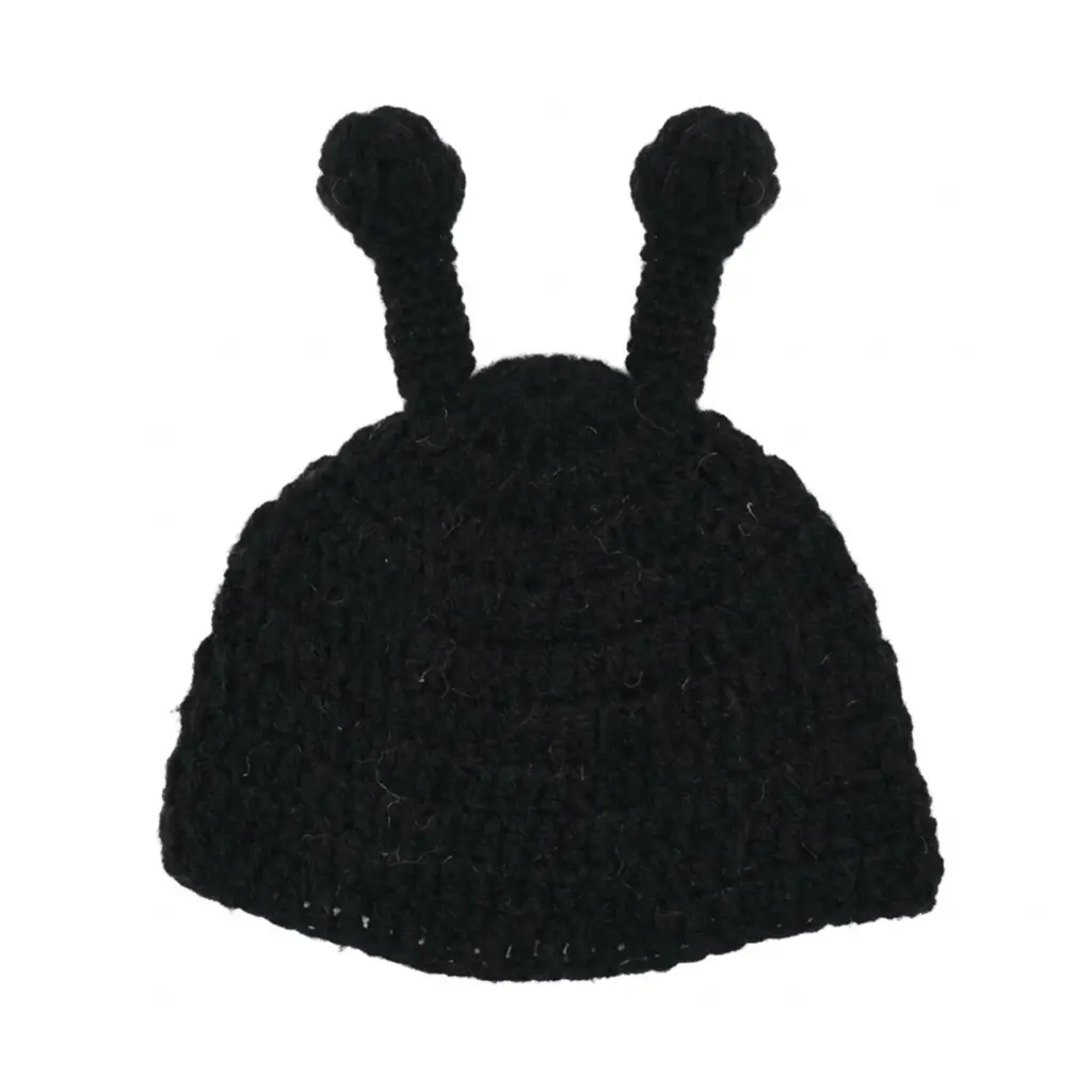 Crochet Antenna Beanie | Black - Designed by HANDMADE