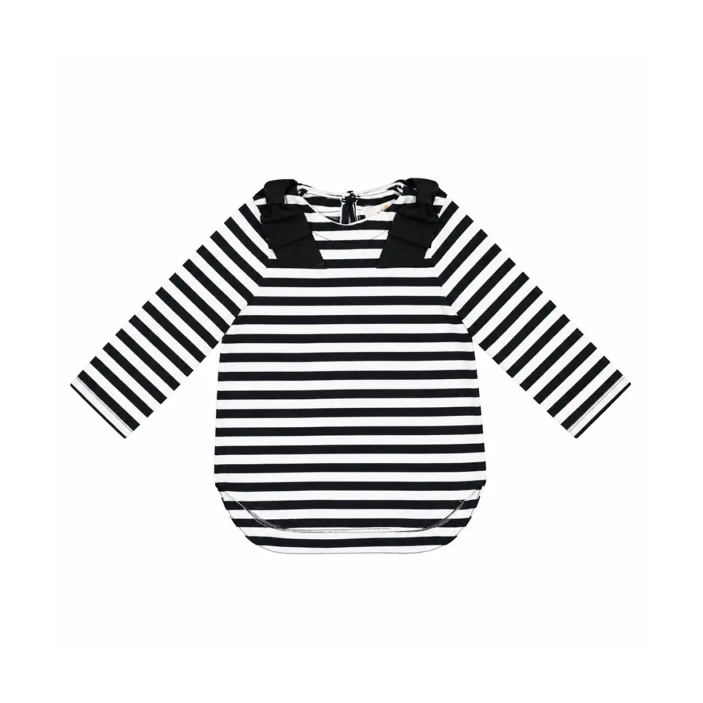 Striped Bow Long Sleeve Top | Black and White Striped - Designed by kate spade NEW YORK