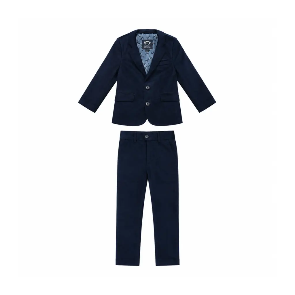 Velvet Two-Piece Suit Set | Navy  5y - Designed by APPAMAN FINE TAILORING