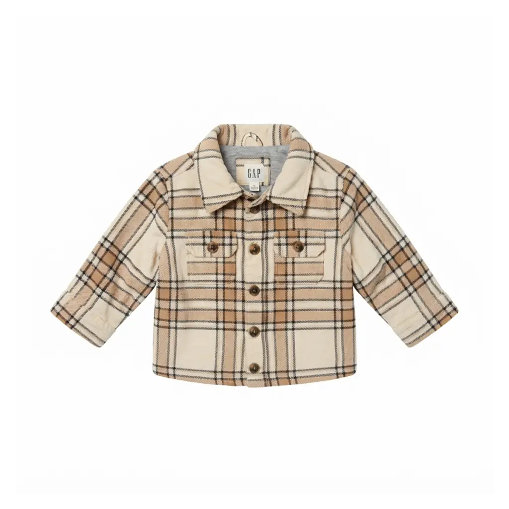 Plaid Shacket | Beige Plaid  6/12m - Designed by Baby Gap