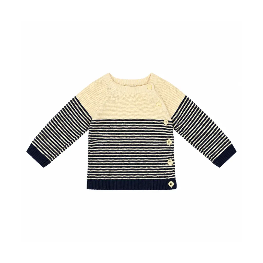 Striped Knit Sweater | Cream & Navy  6/12m - Designed by Baby Gap