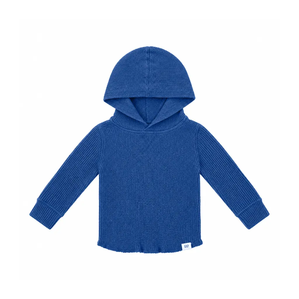 Hooded Waffle Knit Shirt  | Royal Blue  6/12m - Designed by Baby Gap