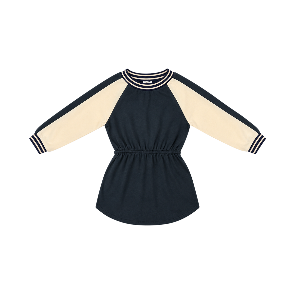 Raglan Long Sleeve Dress | Deep Teal & Cream 4y - Designed by BELLEROSE