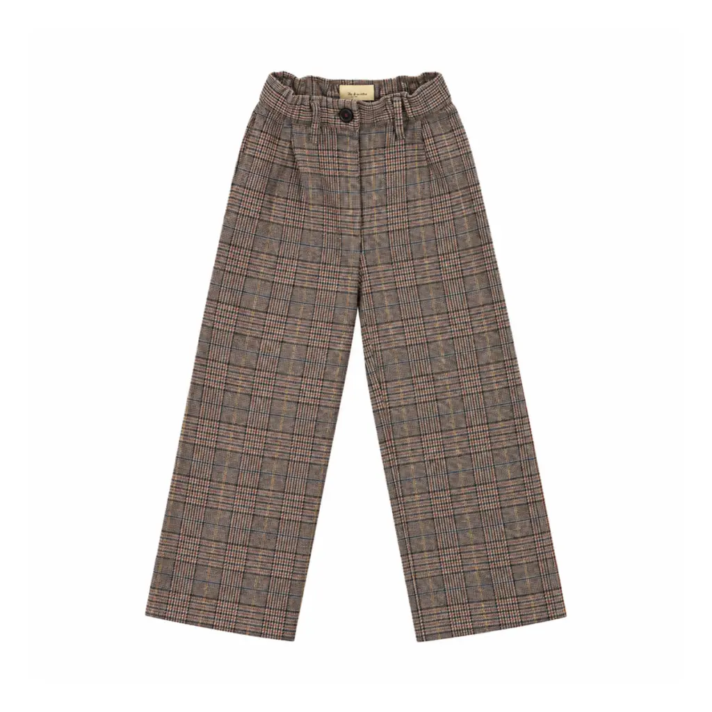 Plaid Wide-Leg Trousers | Brown Plaid  4y - Designed by BELLEROSE
