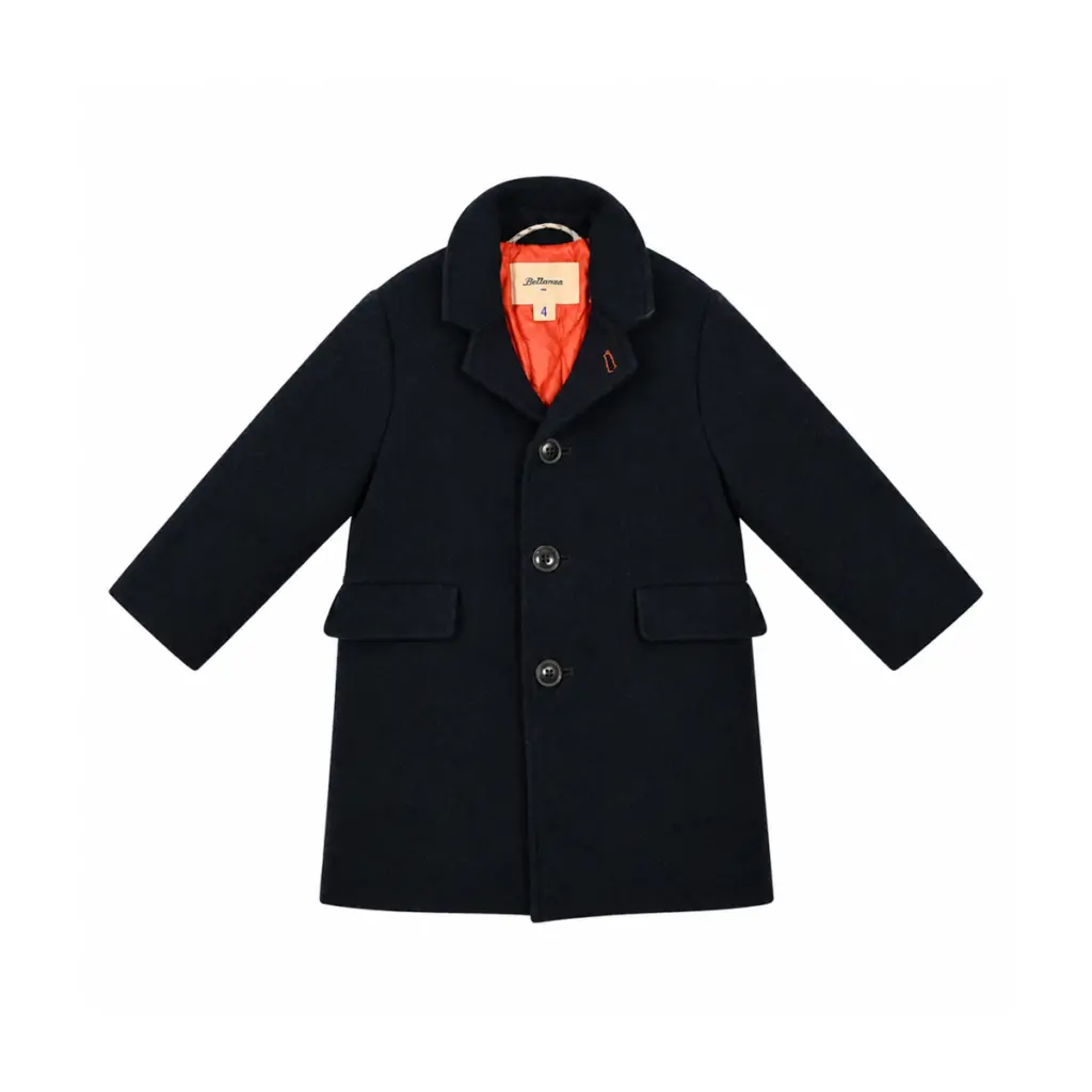 Wool Blend Coat | Navy  4y - Designed by BELLEROSE