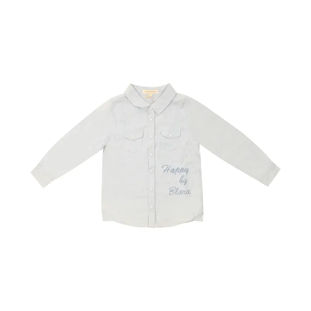 Long Sleeve Button Down Shirt | Light Blue  5y - Designed by BLARA ORGANIC HOUSE