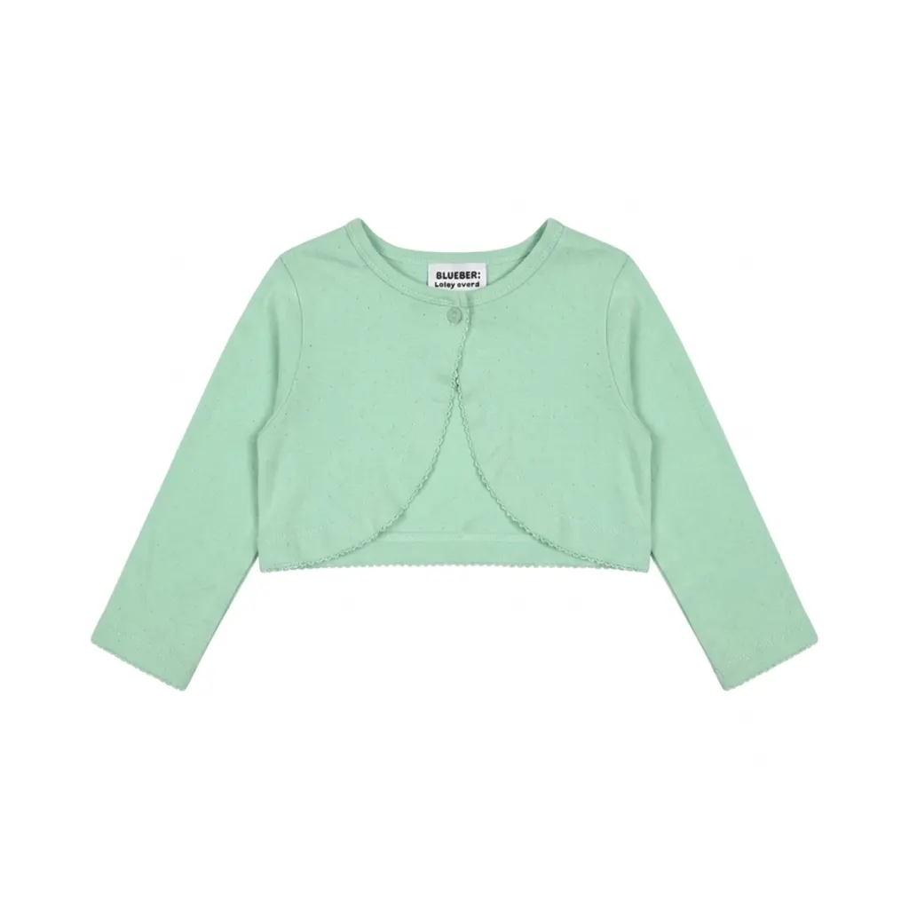Cropped Pointelle Cardigan | Mint Green  2y - Designed by BLUEBERI BOULEVARD