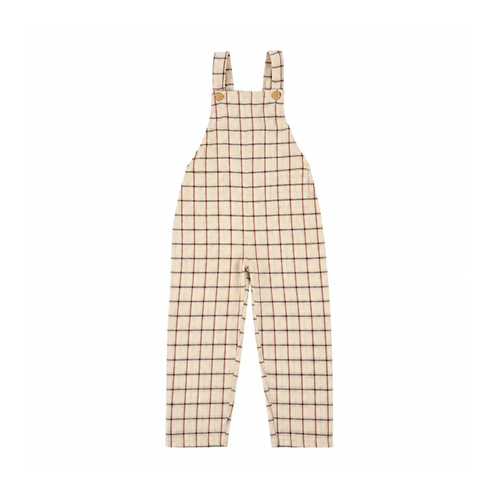 Plaid Overalls | Cream Plaid  4y - Designed by Buho