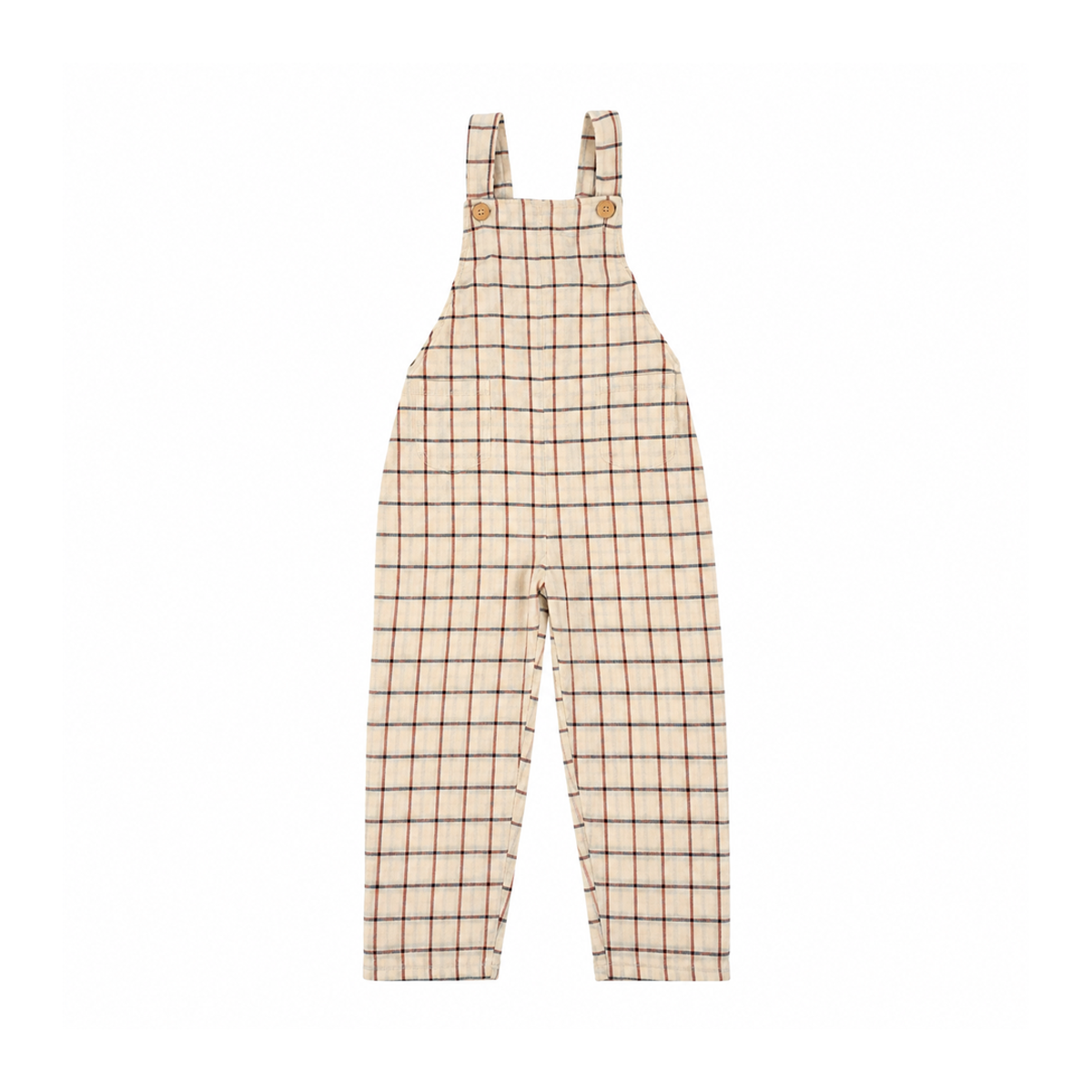 Plaid Overalls | Cream Plaid 4y - Designed by Buho