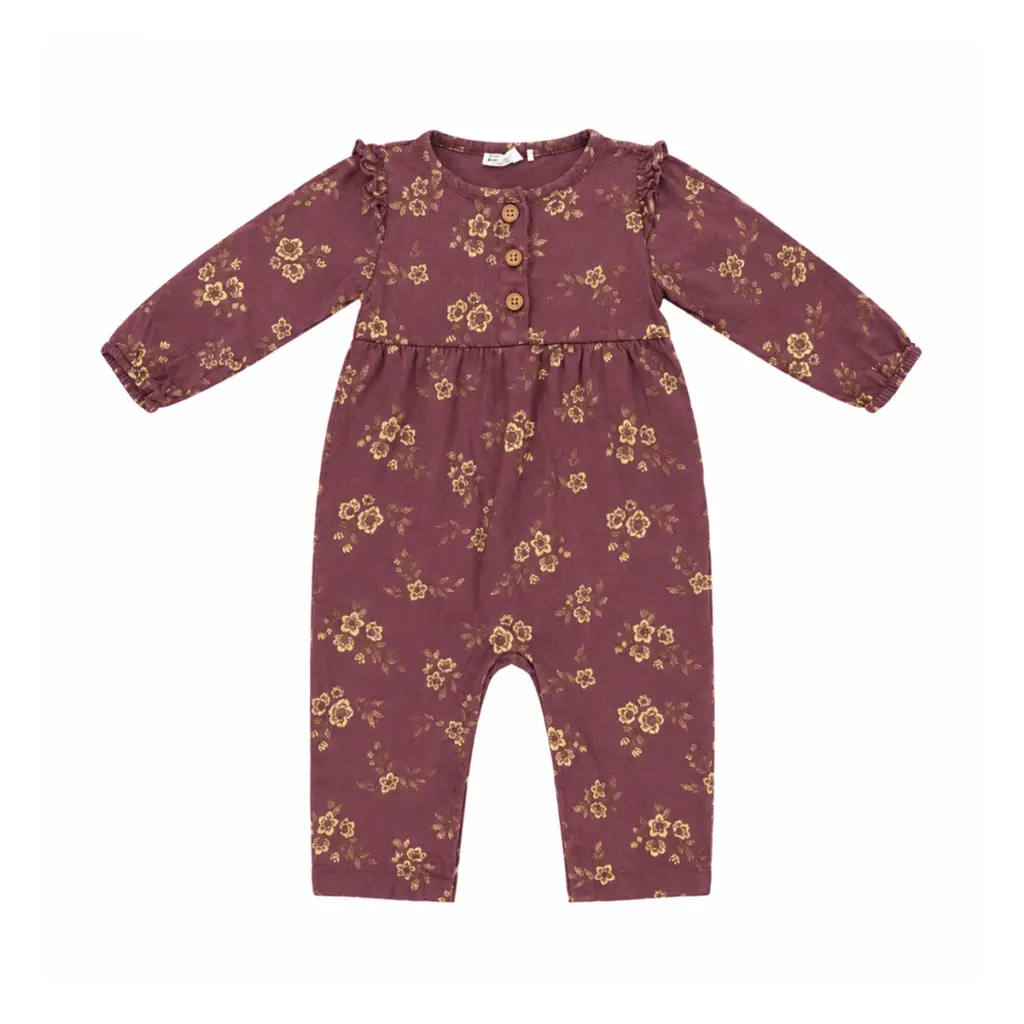 Floral Long Sleeve Romper | Plum Floral  6/9m - Designed by City Mouse
