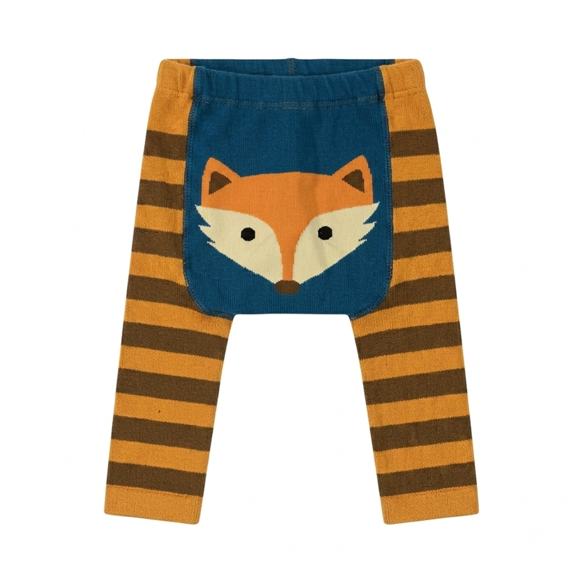 Fox Striped Knit Leggings | Orange Multi S - Designed by doodle pants