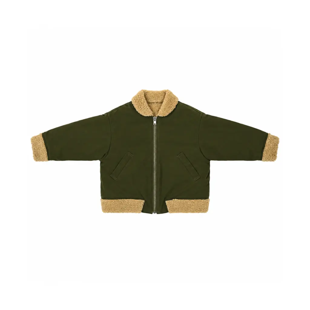 Fleece-Trimmed Zip Jacket | Olive  3y - Designed by East End Highlanders