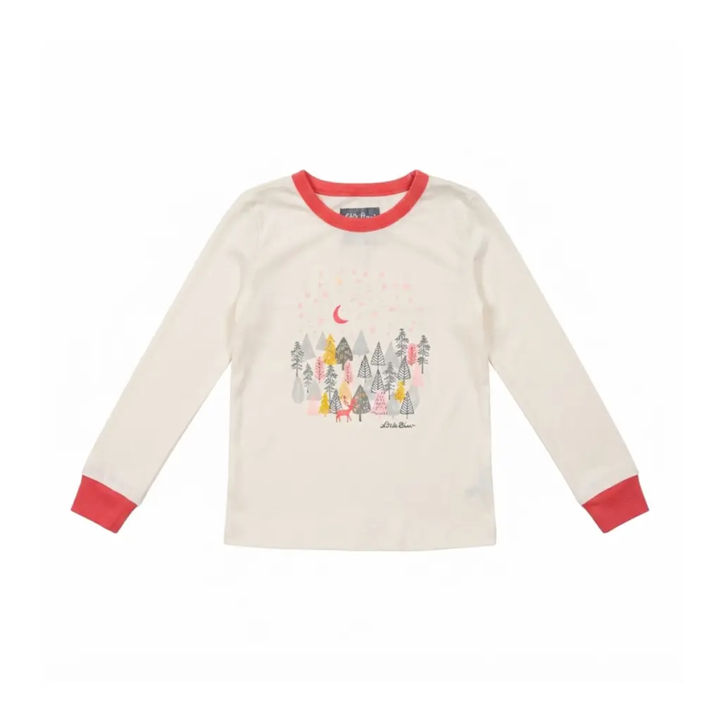 Forest Print Long Sleeve PJ Top | Cream  7/8y - Designed by EDDIE BAUER