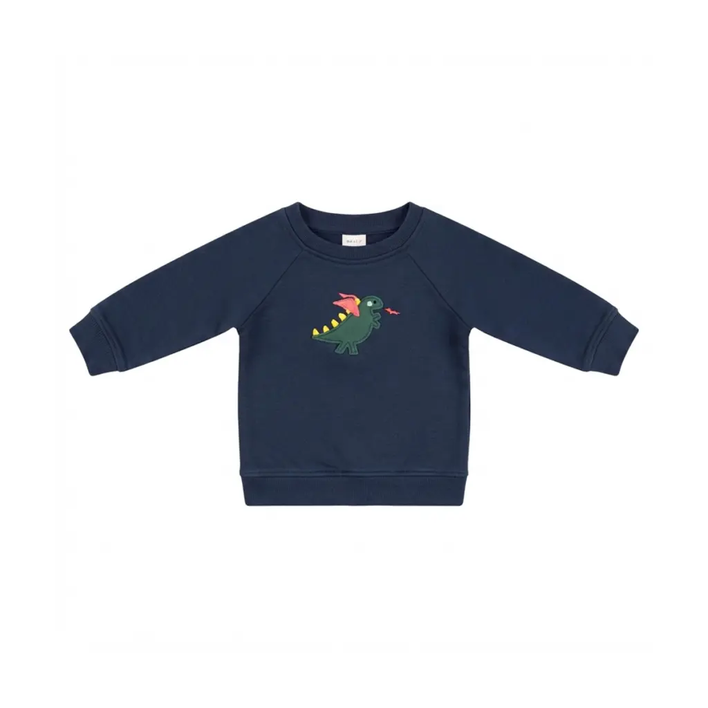 Dragon Embroidered Sweatshirt | Navy Blue  3y - Designed by HANNA ANDERSSON