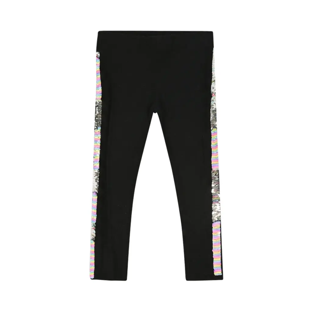 Sequin Stripe Leggings | Black  3/4y - Designed by H&M