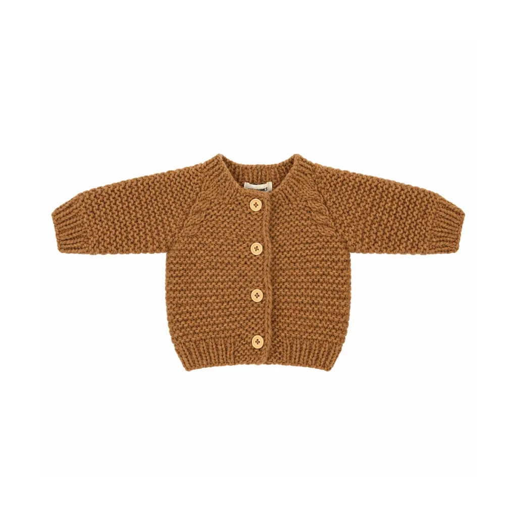 Chunky Knit Cardigan | Camel  6/12m - Designed by HUGGALUGS