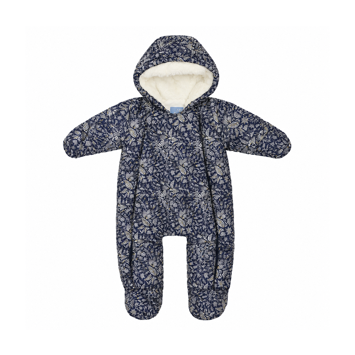 Floral Hooded Snow Suit | Navy Floral 6m - Designed by JACADI