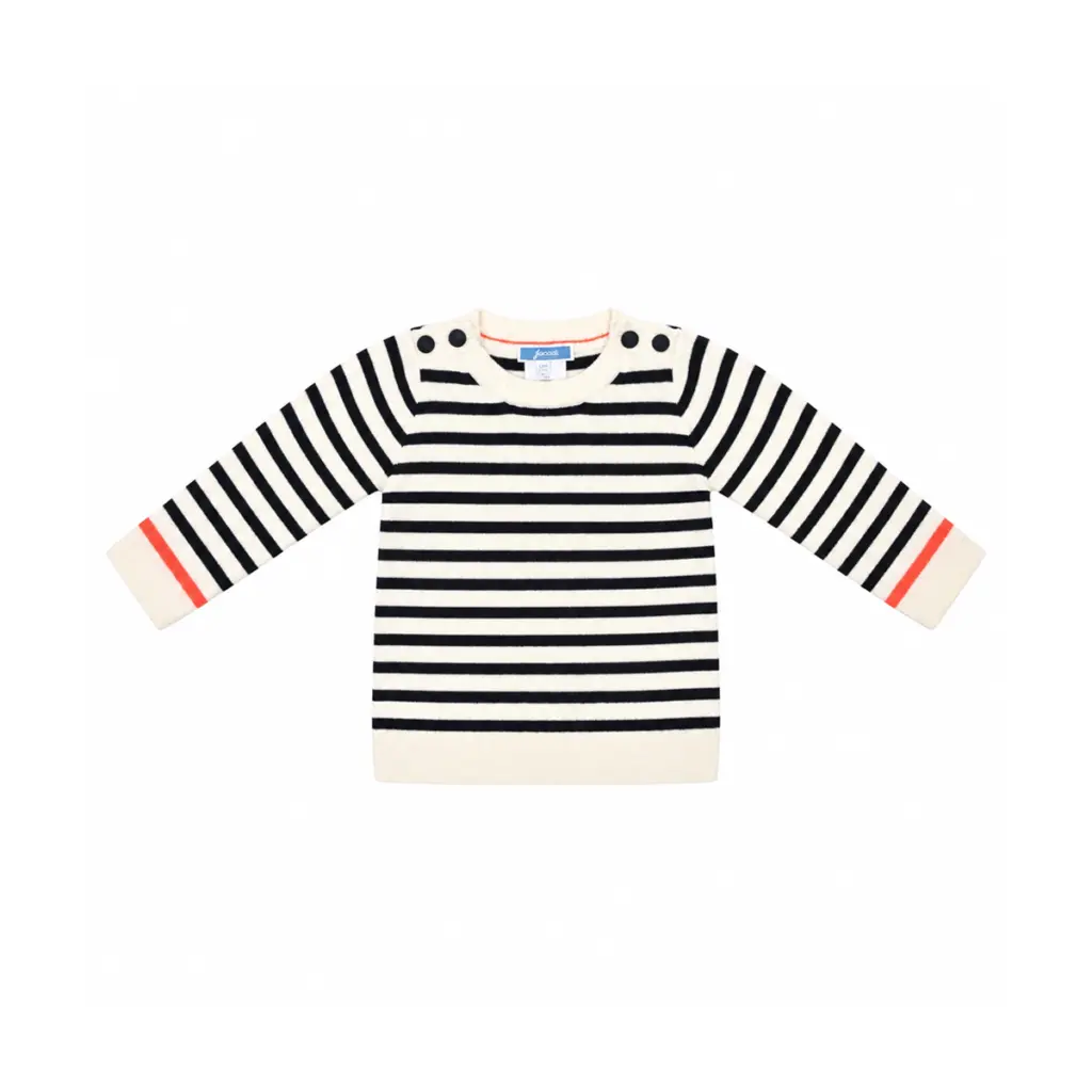 Striped Knit Sweater | Cream and Navy  12m - Designed by JACADI