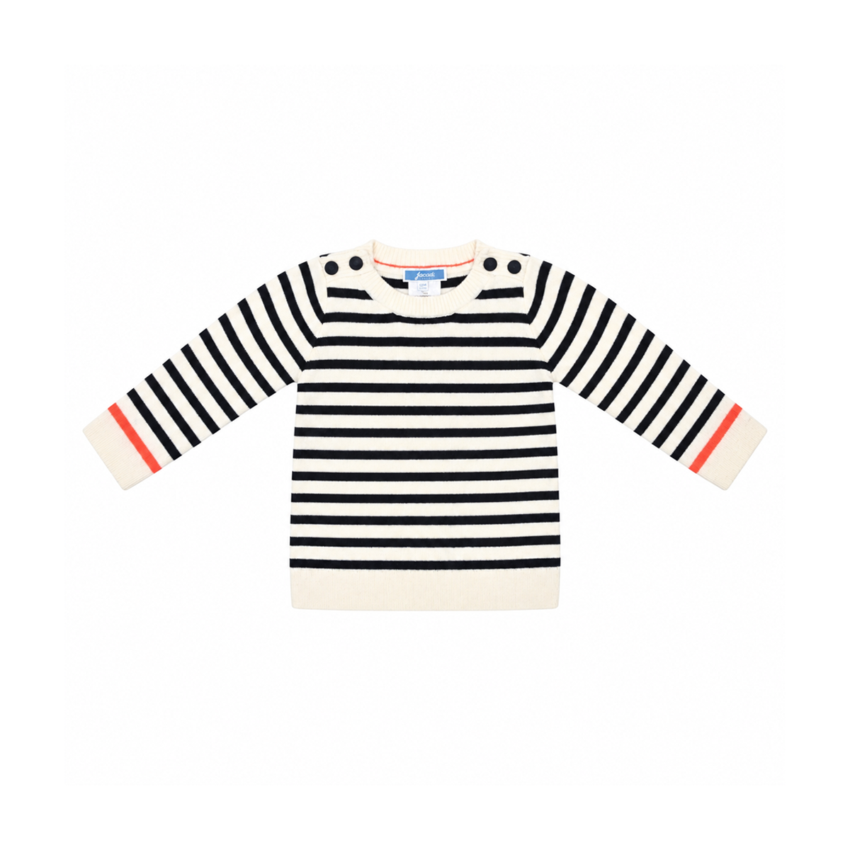 Striped Knit Sweater | Cream and Navy 12m - Designed by JACADI