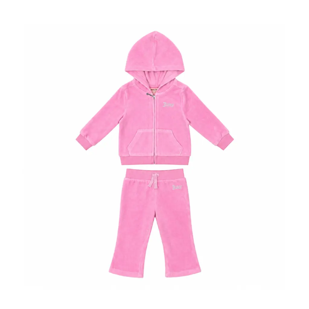 Pink Velour Tracksuit Set | Bubblegum Pink  6/9m - Designed by JUICY COUTURE