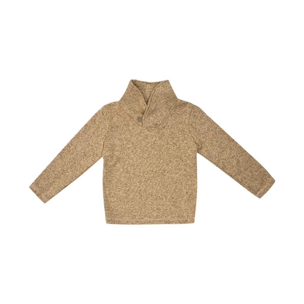 Shawl Collar Sweater | Tan Heather  5y - Designed by JUMPING BEANS